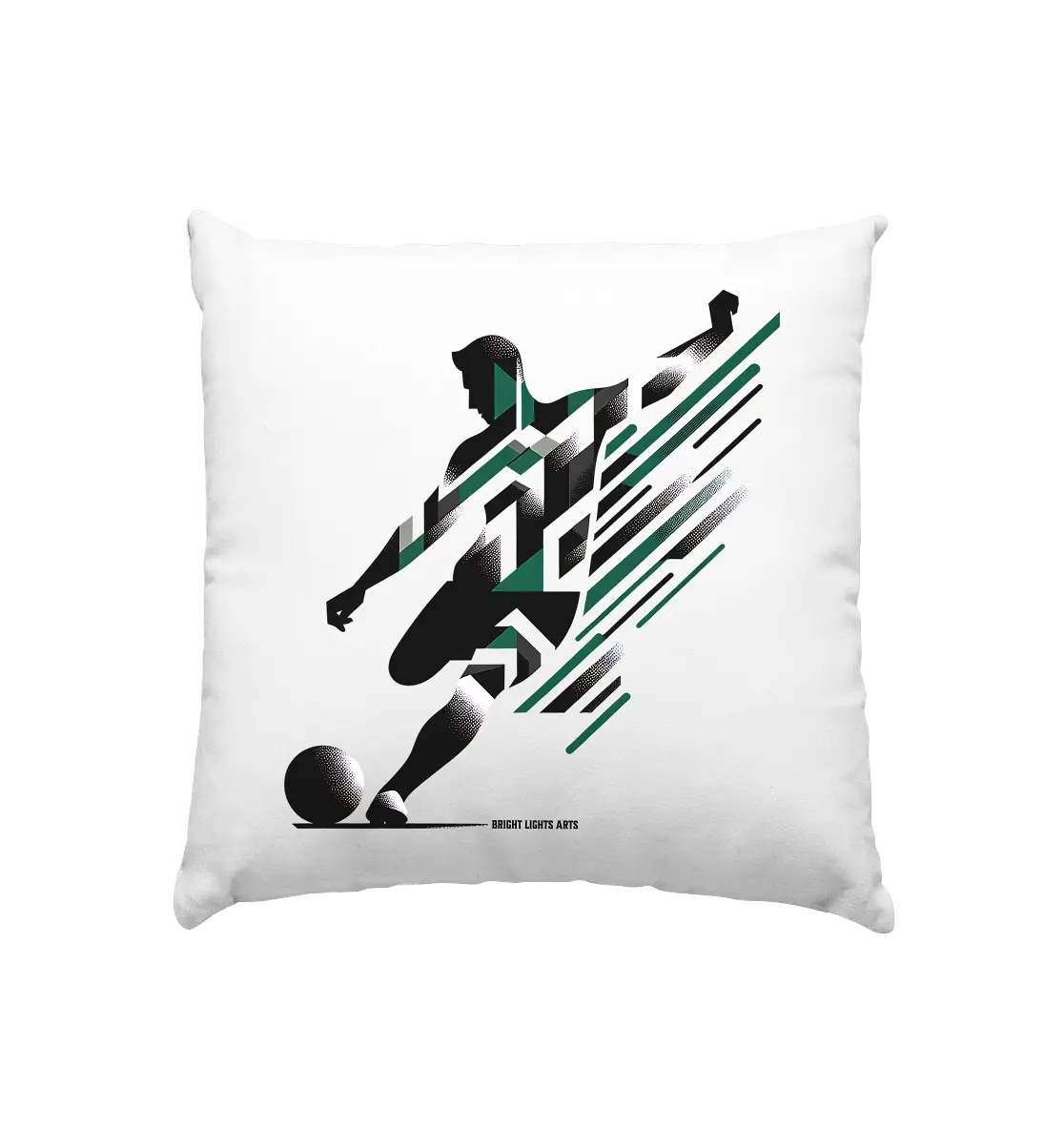 Dynamic Soccer Kick – Modernes Fußball-Design voller Energie - Kissen 40x40cm Bright Lights Arts