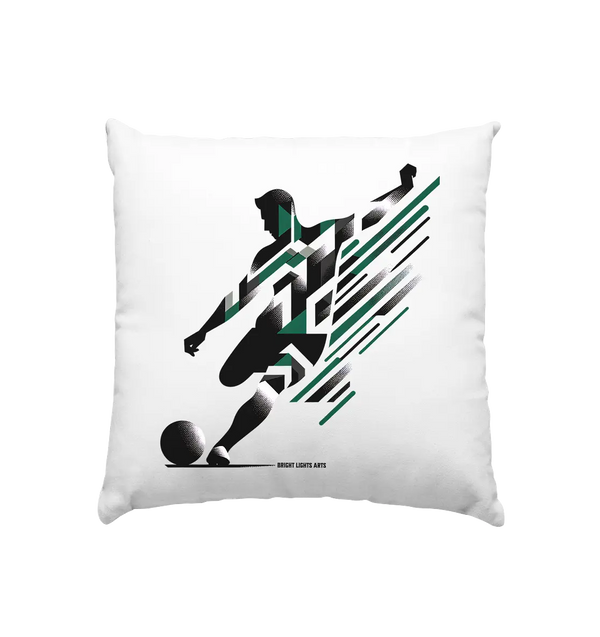 Dynamic Soccer Kick – Modernes Fußball-Design voller Energie - Kissen 40x40cm Bright Lights Arts