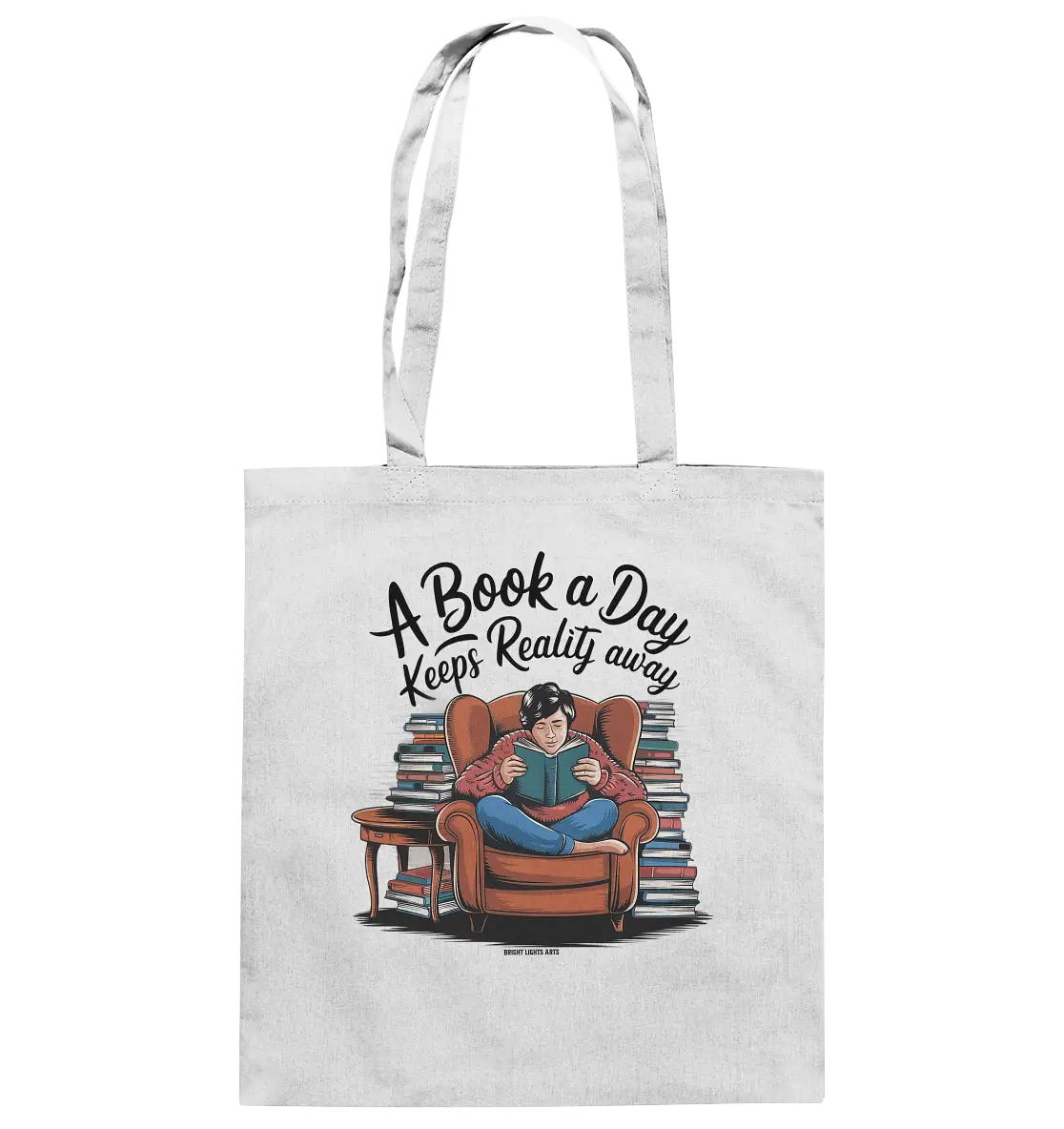 Ein Buch am Tag – Fantasie statt Realität - Baumwolltasche Bright Lights Arts