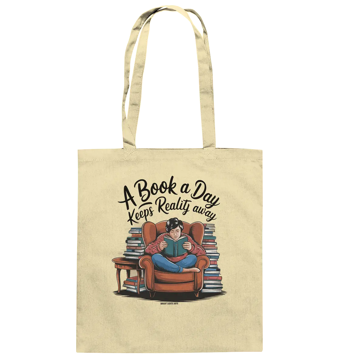Ein Buch am Tag – Fantasie statt Realität - Baumwolltasche Bright Lights Arts