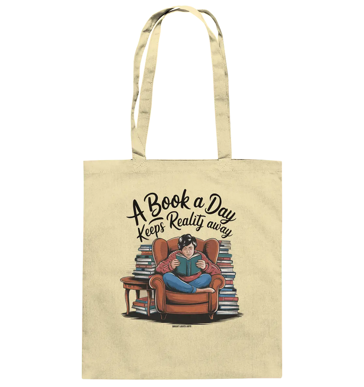 Ein Buch am Tag – Fantasie statt Realität - Baumwolltasche Bright Lights Arts