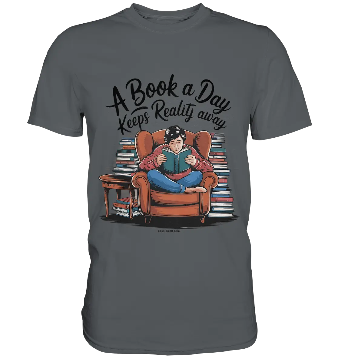 Ein Buch am Tag – Fantasie statt Realität - Premium Shirt Bright Lights Arts