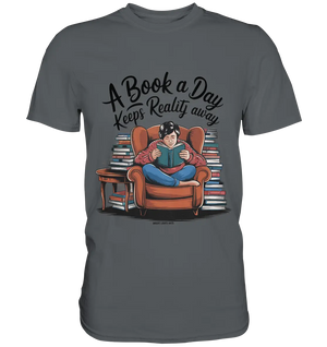 Ein Buch am Tag – Fantasie statt Realität - Premium Shirt Bright Lights Arts