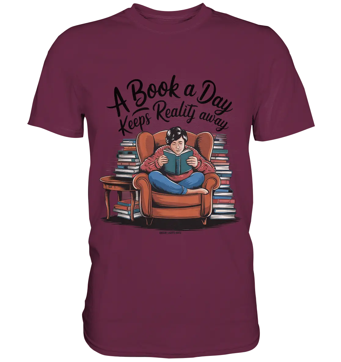 Ein Buch am Tag – Fantasie statt Realität - Premium Shirt Bright Lights Arts