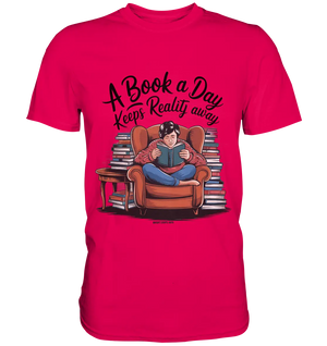 Ein Buch am Tag – Fantasie statt Realität - Premium Shirt Bright Lights Arts