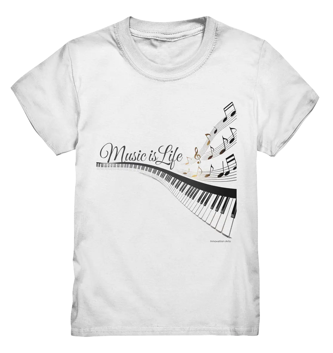 Elegantes Klavier mit Musiknoten in goldbraunen Tönen - Kids Premium Shirt Bright Lights Arts