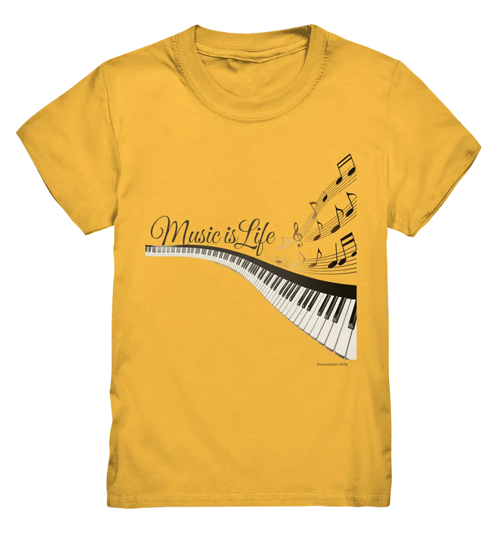 Elegantes Klavier mit Musiknoten in goldbraunen Tönen - Kids Premium Shirt Bright Lights Arts