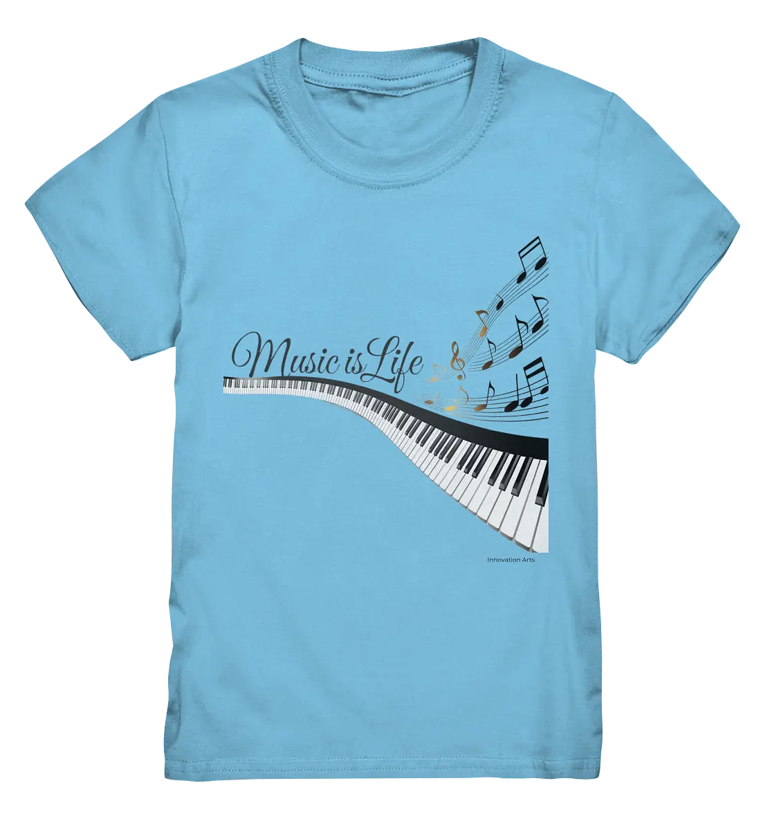 Elegantes Klavier mit Musiknoten in goldbraunen Tönen - Kids Premium Shirt Bright Lights Arts