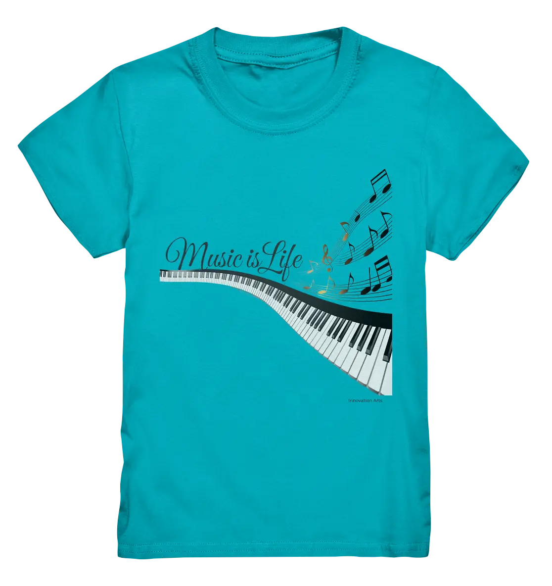 Elegantes Klavier mit Musiknoten in goldbraunen Tönen - Kids Premium Shirt Bright Lights Arts