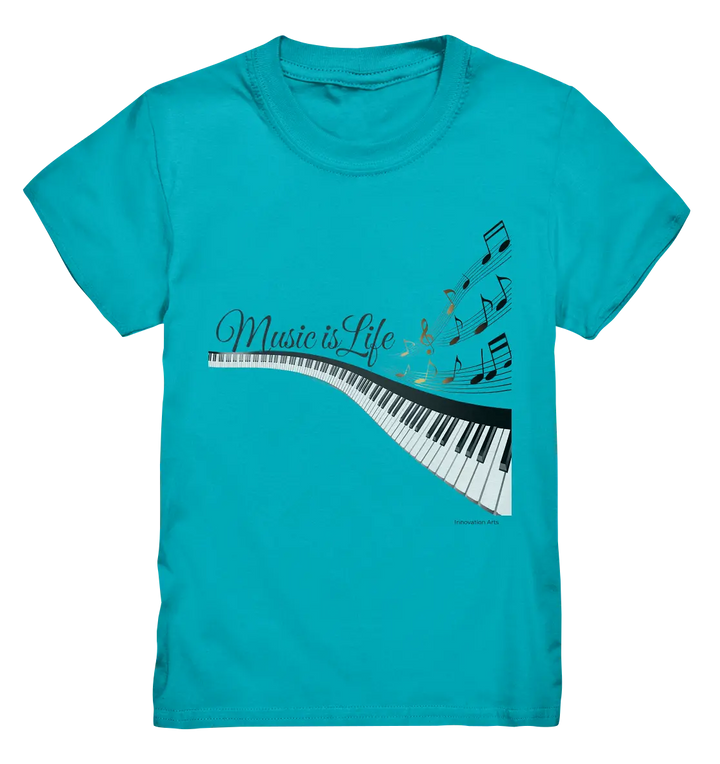 Elegantes Klavier mit Musiknoten in goldbraunen Tönen - Kids Premium Shirt Bright Lights Arts