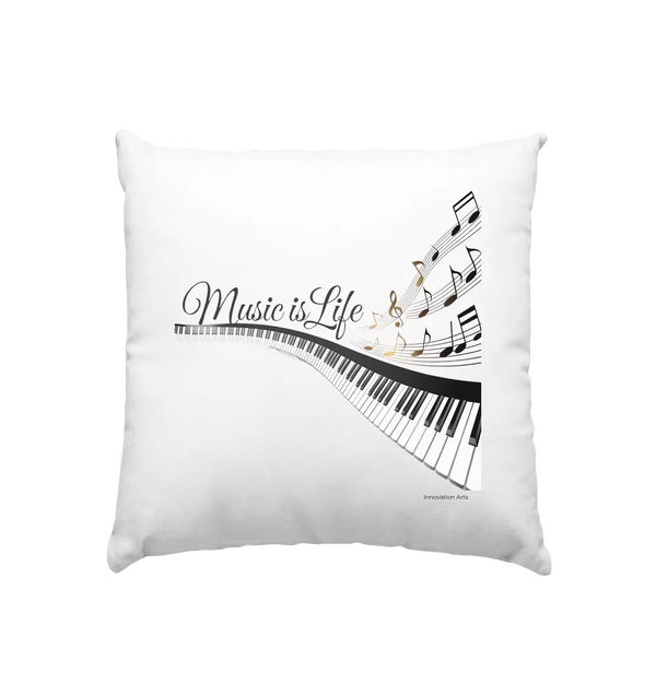 Elegantes Klavier mit Musiknoten in goldbraunen Tönen - Kissen 40x40cm Bright Lights Arts