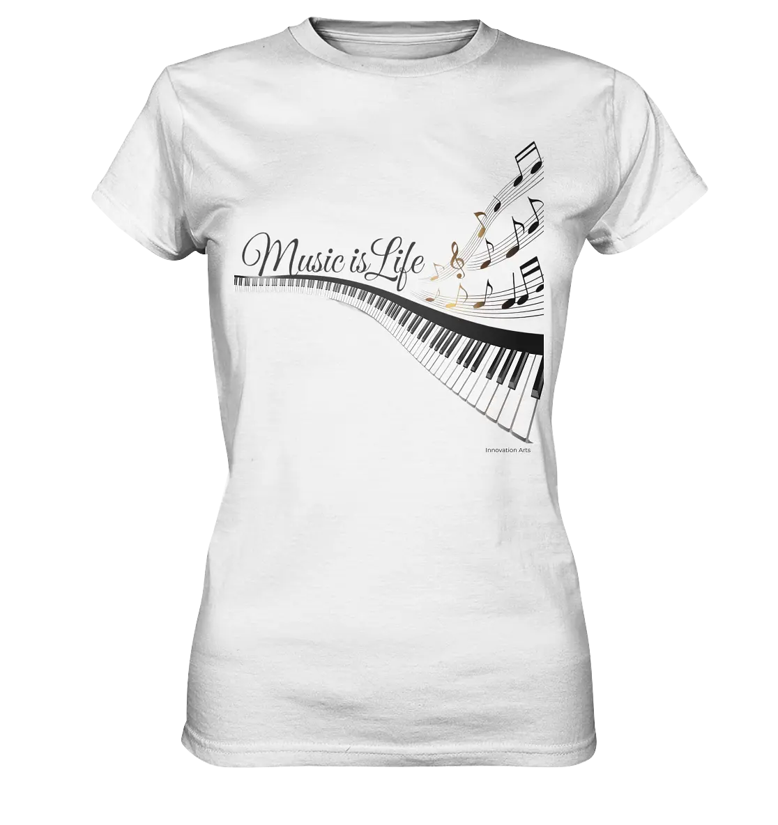 Elegantes Klavier mit Musiknoten in goldbraunen Tönen - Ladies Premium Shirt Bright Lights Arts