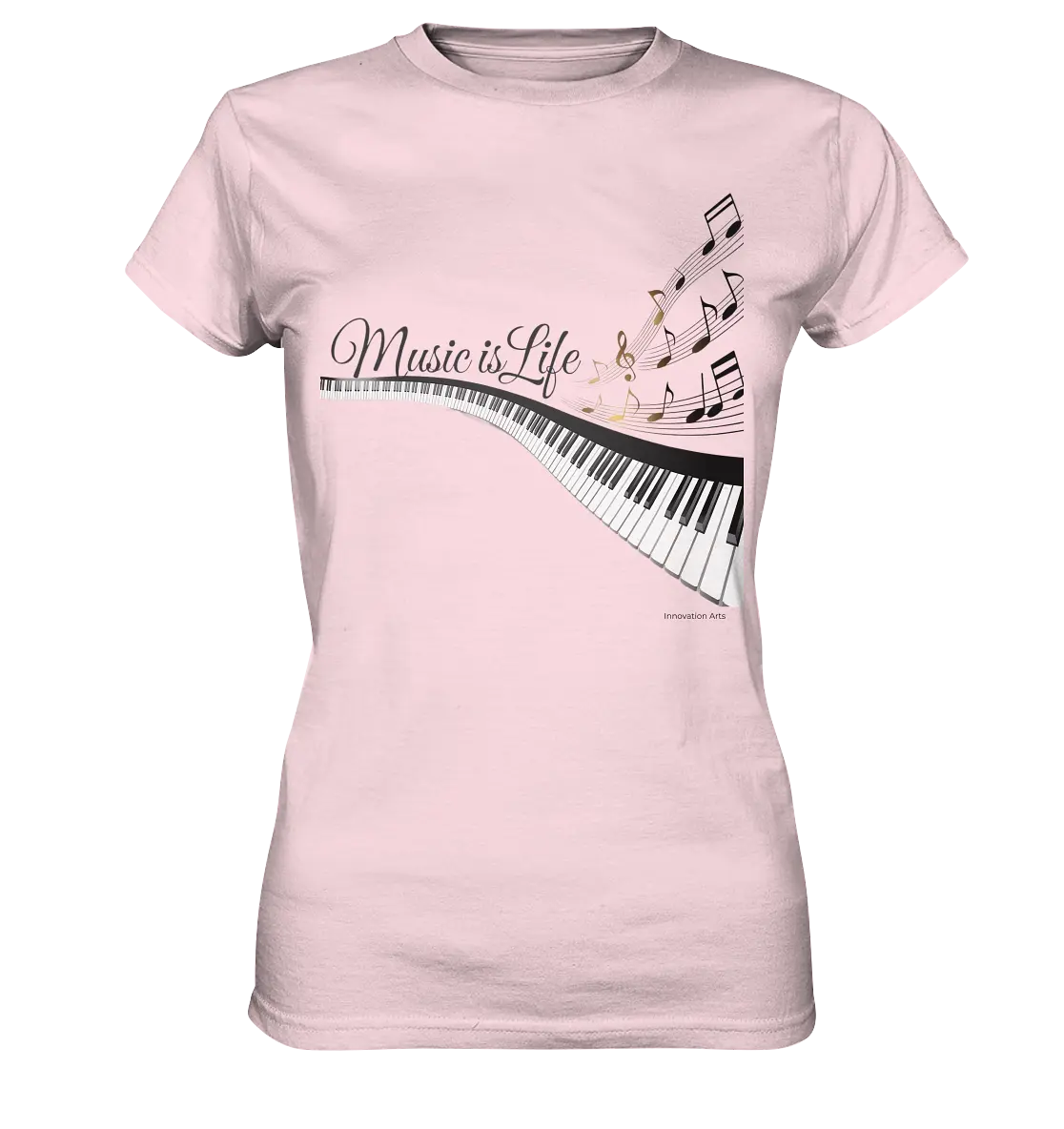 Elegantes Klavier mit Musiknoten in goldbraunen Tönen - Ladies Premium Shirt Bright Lights Arts