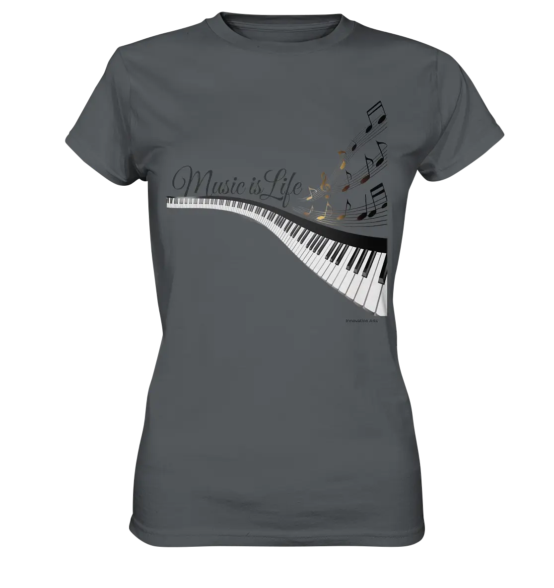 Elegantes Klavier mit Musiknoten in goldbraunen Tönen - Ladies Premium Shirt Bright Lights Arts