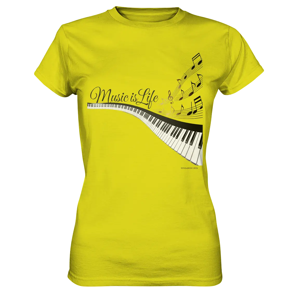 Elegantes Klavier mit Musiknoten in goldbraunen Tönen - Ladies Premium Shirt Bright Lights Arts