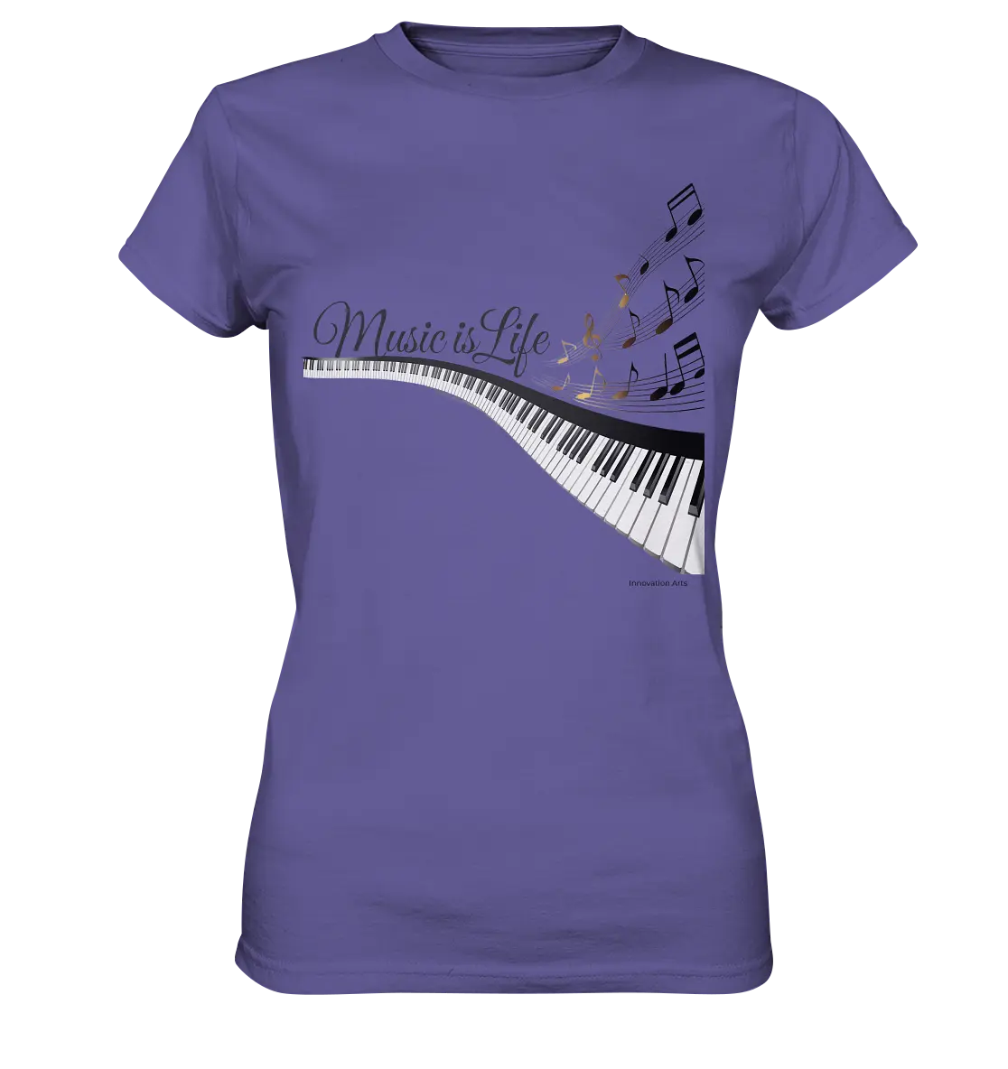 Elegantes Klavier mit Musiknoten in goldbraunen Tönen - Ladies Premium Shirt Bright Lights Arts