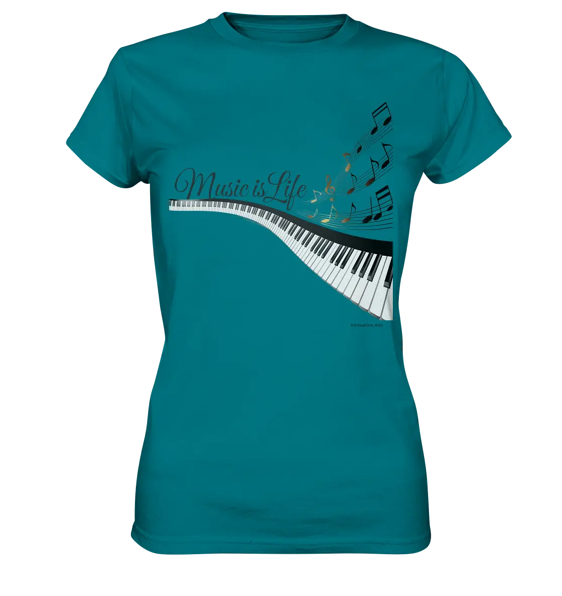 Elegantes Klavier mit Musiknoten in goldbraunen Tönen - Ladies Premium Shirt Bright Lights Arts