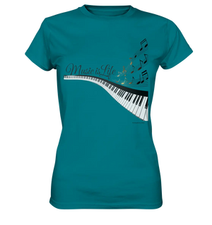 Elegantes Klavier mit Musiknoten in goldbraunen Tönen - Ladies Premium Shirt Bright Lights Arts
