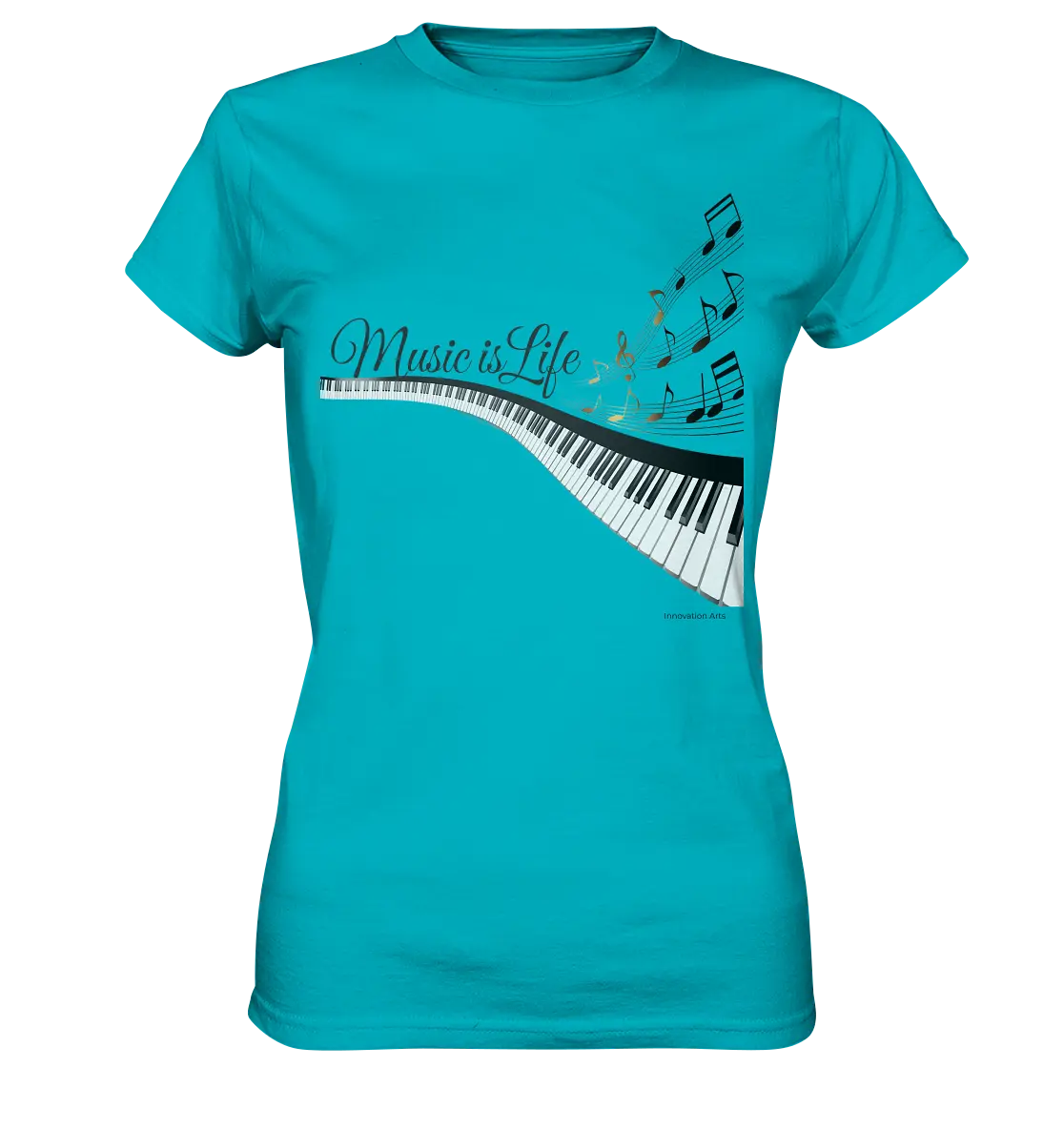 Elegantes Klavier mit Musiknoten in goldbraunen Tönen - Ladies Premium Shirt Bright Lights Arts