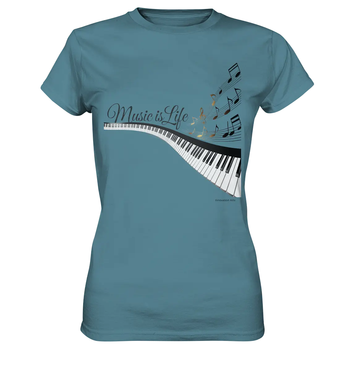 Elegantes Klavier mit Musiknoten in goldbraunen Tönen - Ladies Premium Shirt Bright Lights Arts