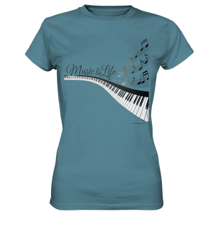 Elegantes Klavier mit Musiknoten in goldbraunen Tönen - Ladies Premium Shirt Bright Lights Arts