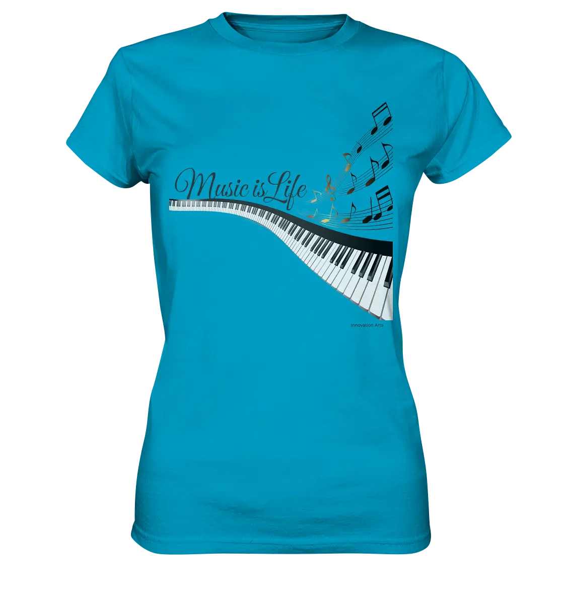 Elegantes Klavier mit Musiknoten in goldbraunen Tönen - Ladies Premium Shirt Bright Lights Arts