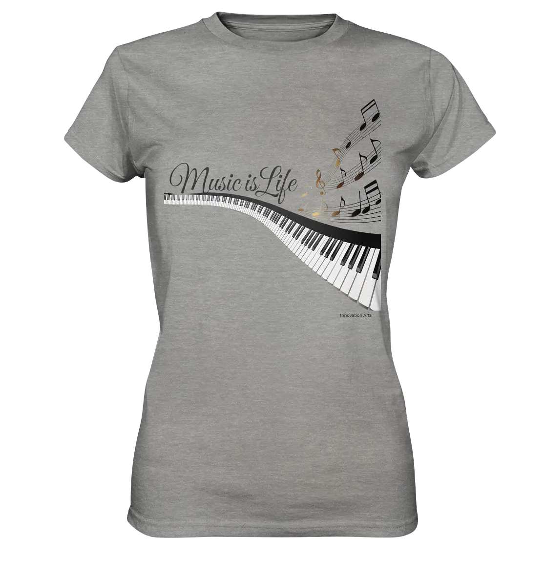 Elegantes Klavier mit Musiknoten in goldbraunen Tönen - Ladies Premium Shirt Bright Lights Arts