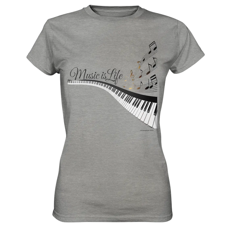 Elegantes Klavier mit Musiknoten in goldbraunen Tönen - Ladies Premium Shirt Bright Lights Arts