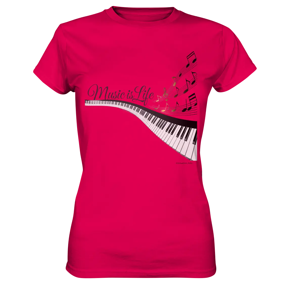 Elegantes Klavier mit Musiknoten in goldbraunen Tönen - Ladies Premium Shirt Bright Lights Arts