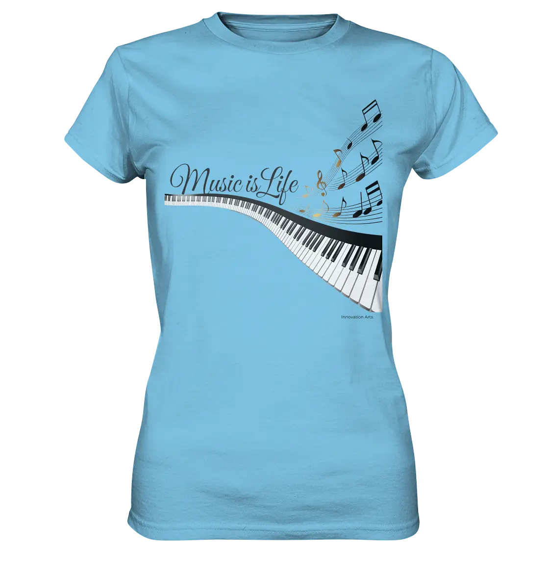 Elegantes Klavier mit Musiknoten in goldbraunen Tönen - Ladies Premium Shirt Bright Lights Arts