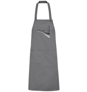 Elegantes Klavier mit Musiknoten in goldbraunen Tönen - Organic Grillschürze Bright Lights Arts