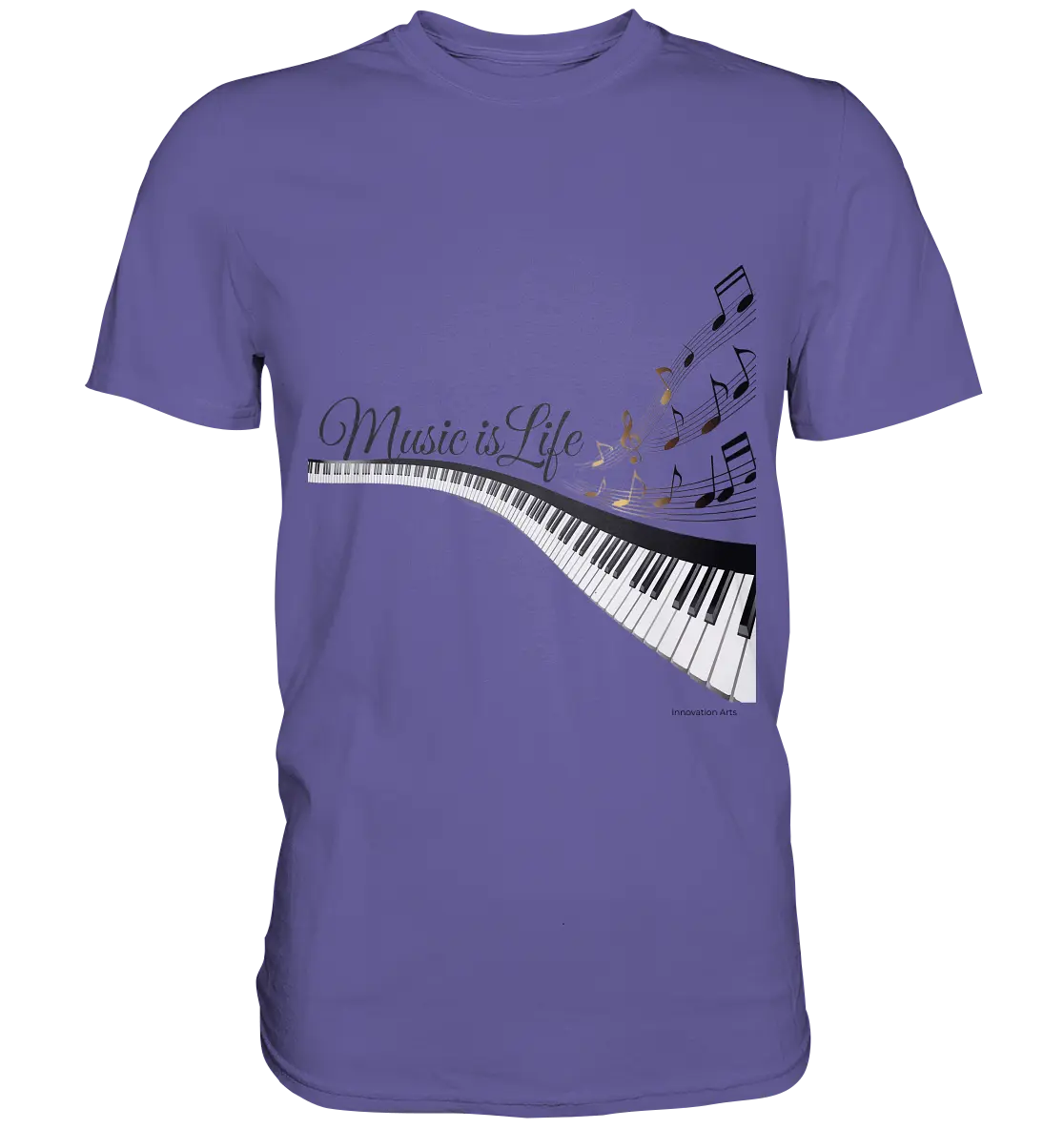 Elegantes Klavier mit Musiknoten in goldbraunen Tönen - Premium Shirt Bright Lights Arts