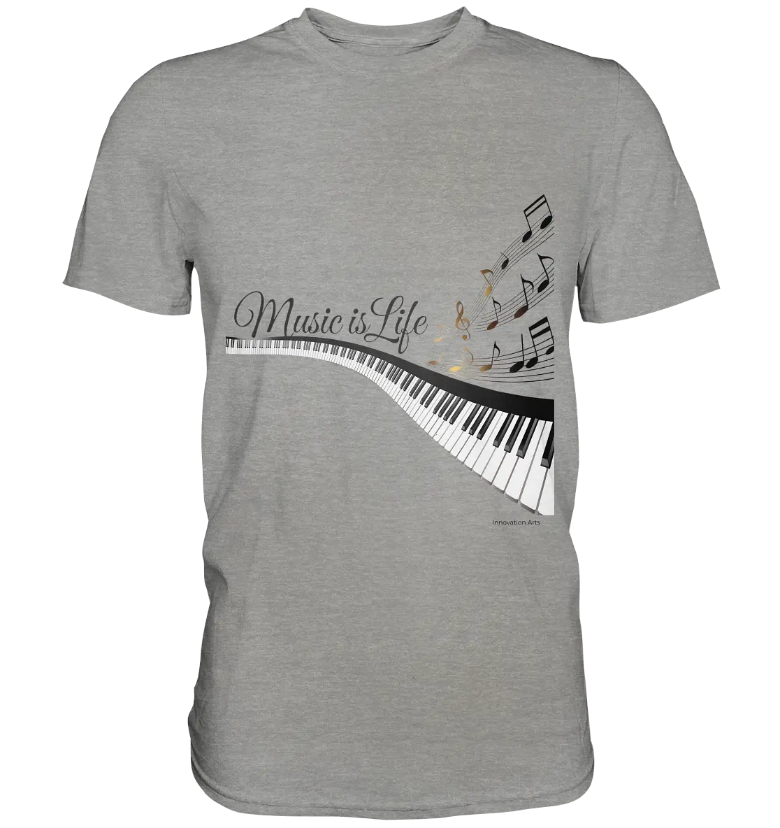 Elegantes Klavier mit Musiknoten in goldbraunen Tönen - Premium Shirt Bright Lights Arts