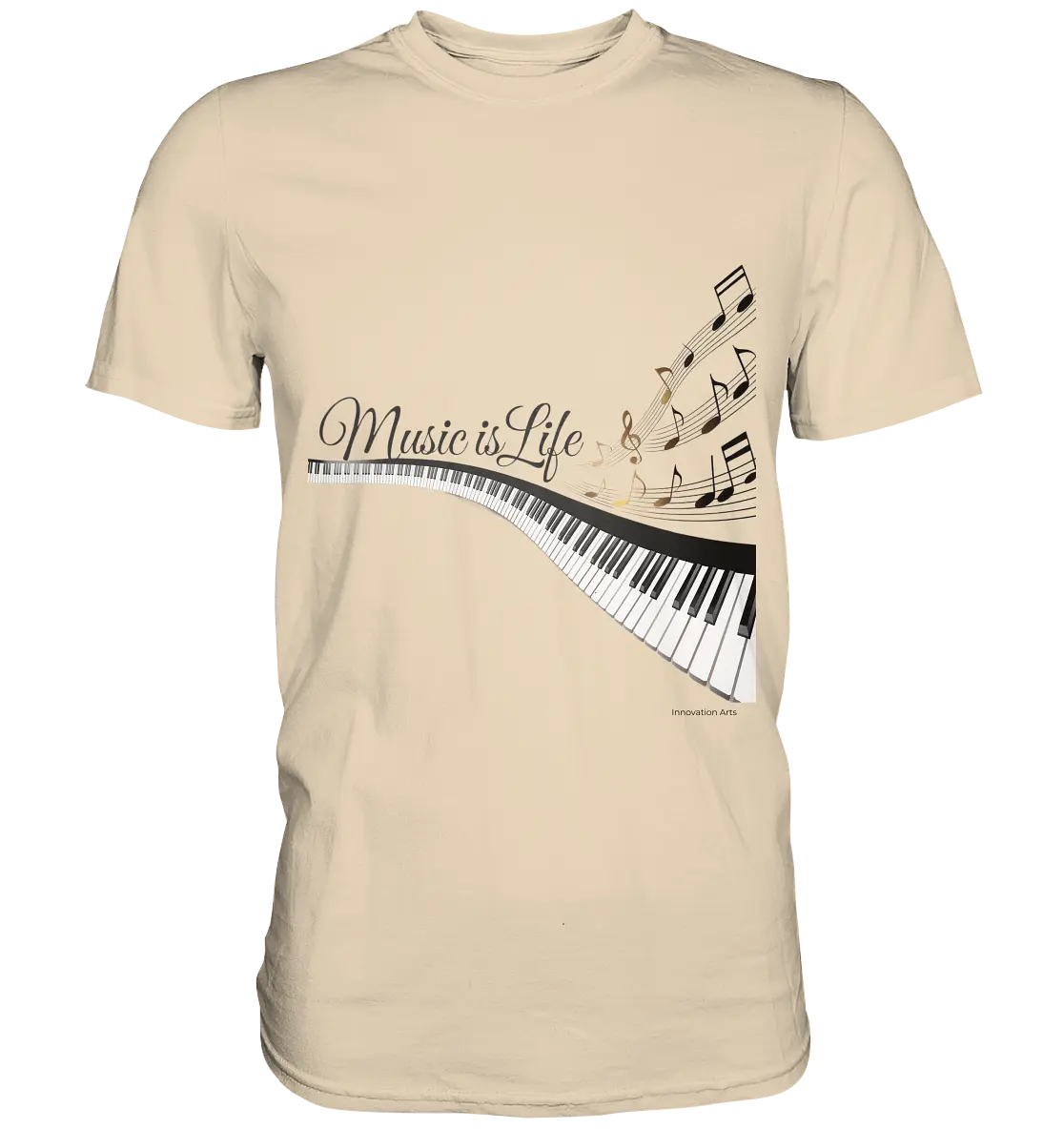 Elegantes Klavier mit Musiknoten in goldbraunen Tönen - Premium Shirt Bright Lights Arts