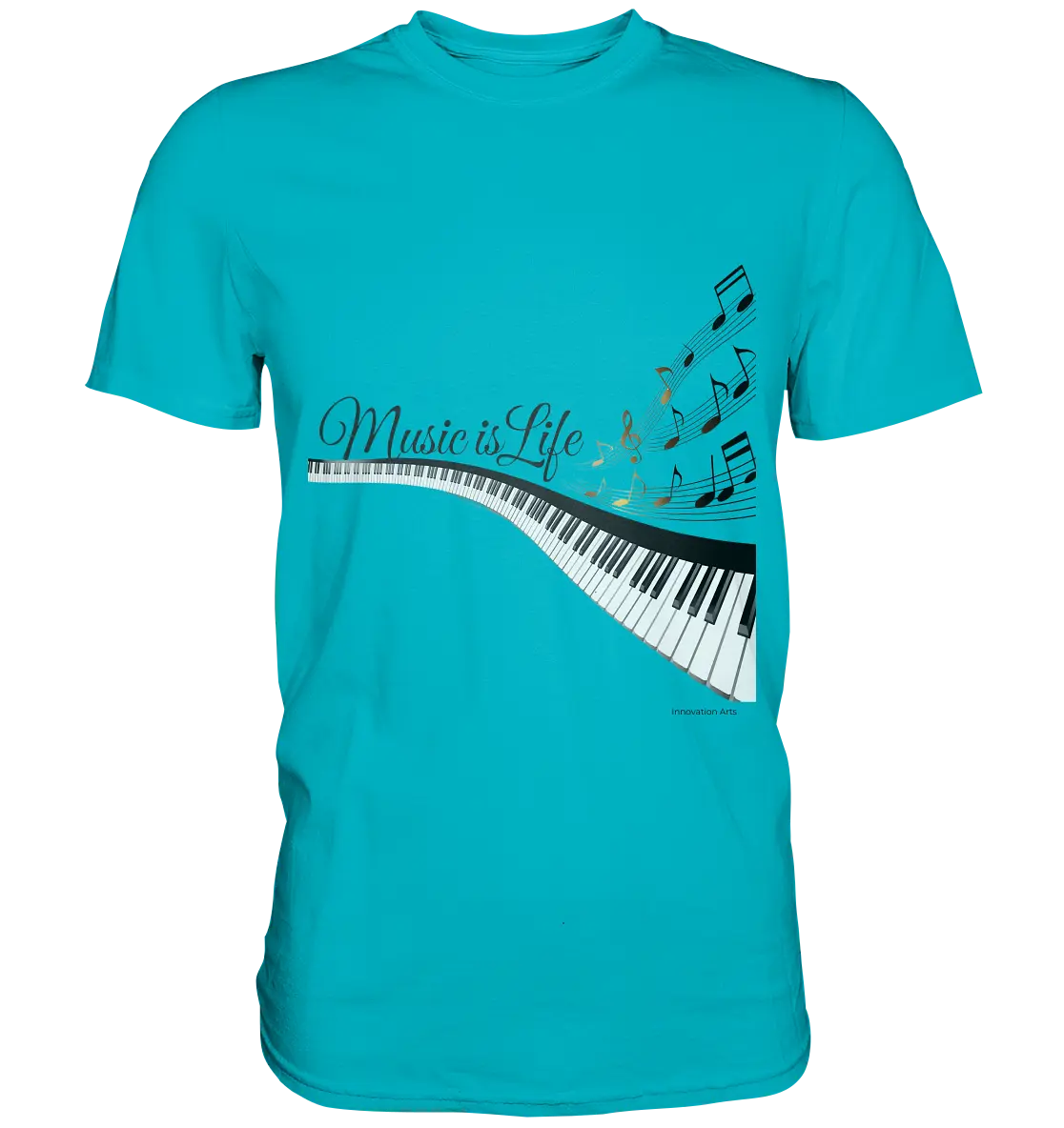 Elegantes Klavier mit Musiknoten in goldbraunen Tönen - Premium Shirt Bright Lights Arts