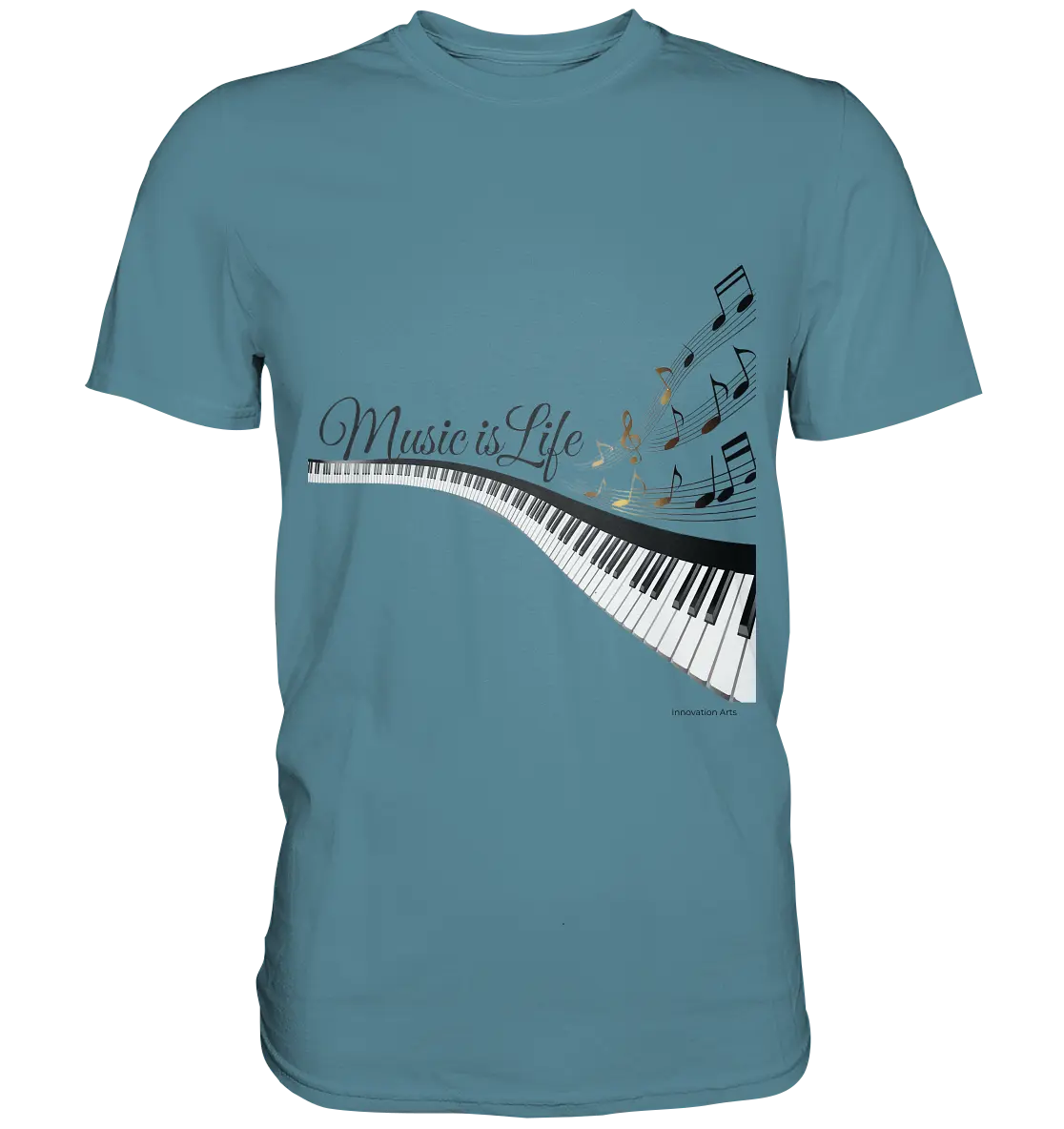 Elegantes Klavier mit Musiknoten in goldbraunen Tönen - Premium Shirt Bright Lights Arts
