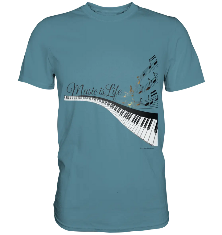 Elegantes Klavier mit Musiknoten in goldbraunen Tönen - Premium Shirt Bright Lights Arts