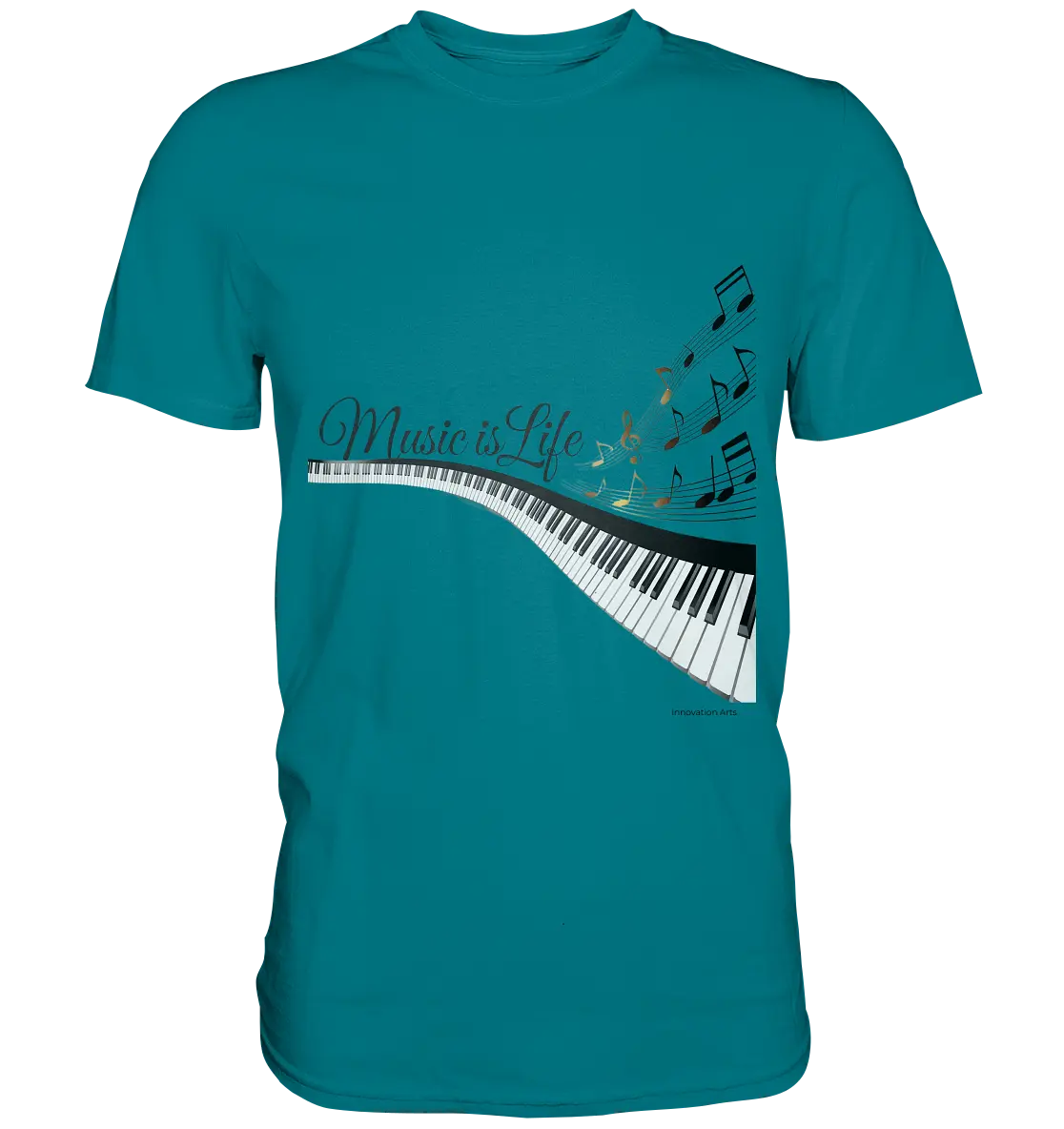 Elegantes Klavier mit Musiknoten in goldbraunen Tönen - Premium Shirt Bright Lights Arts