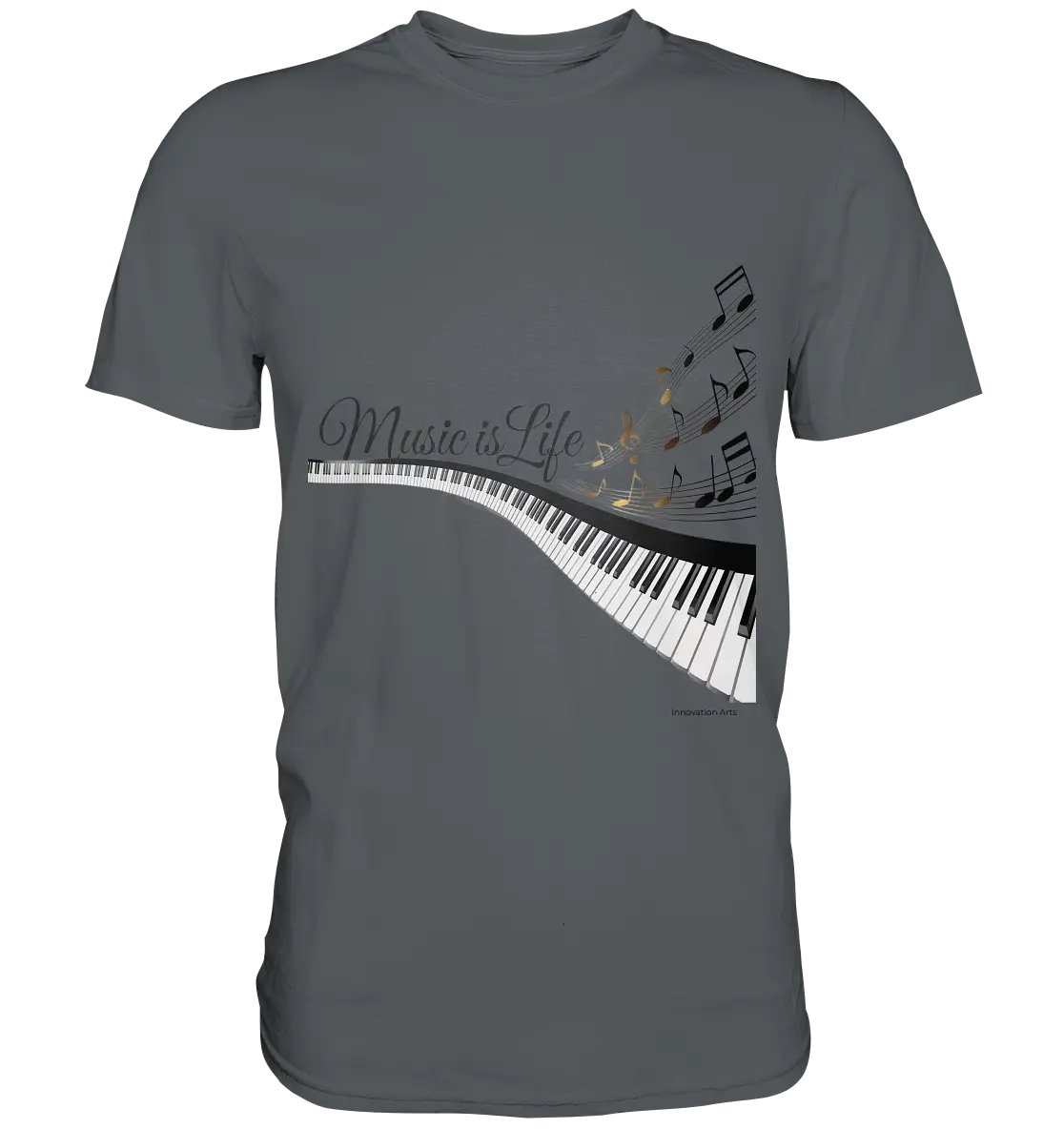 Elegantes Klavier mit Musiknoten in goldbraunen Tönen - Premium Shirt Bright Lights Arts