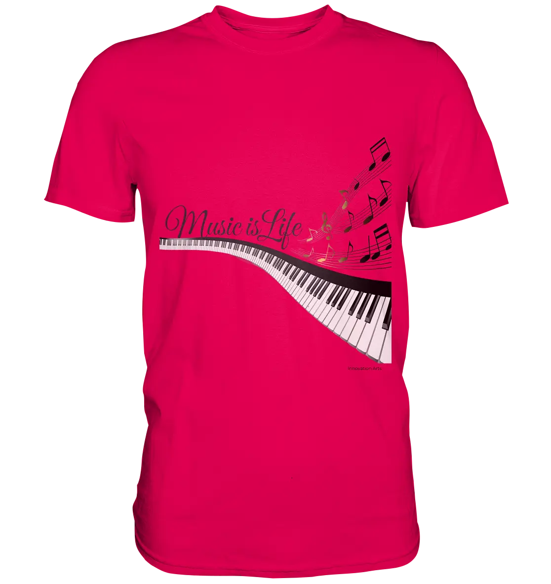 Elegantes Klavier mit Musiknoten in goldbraunen Tönen - Premium Shirt Bright Lights Arts