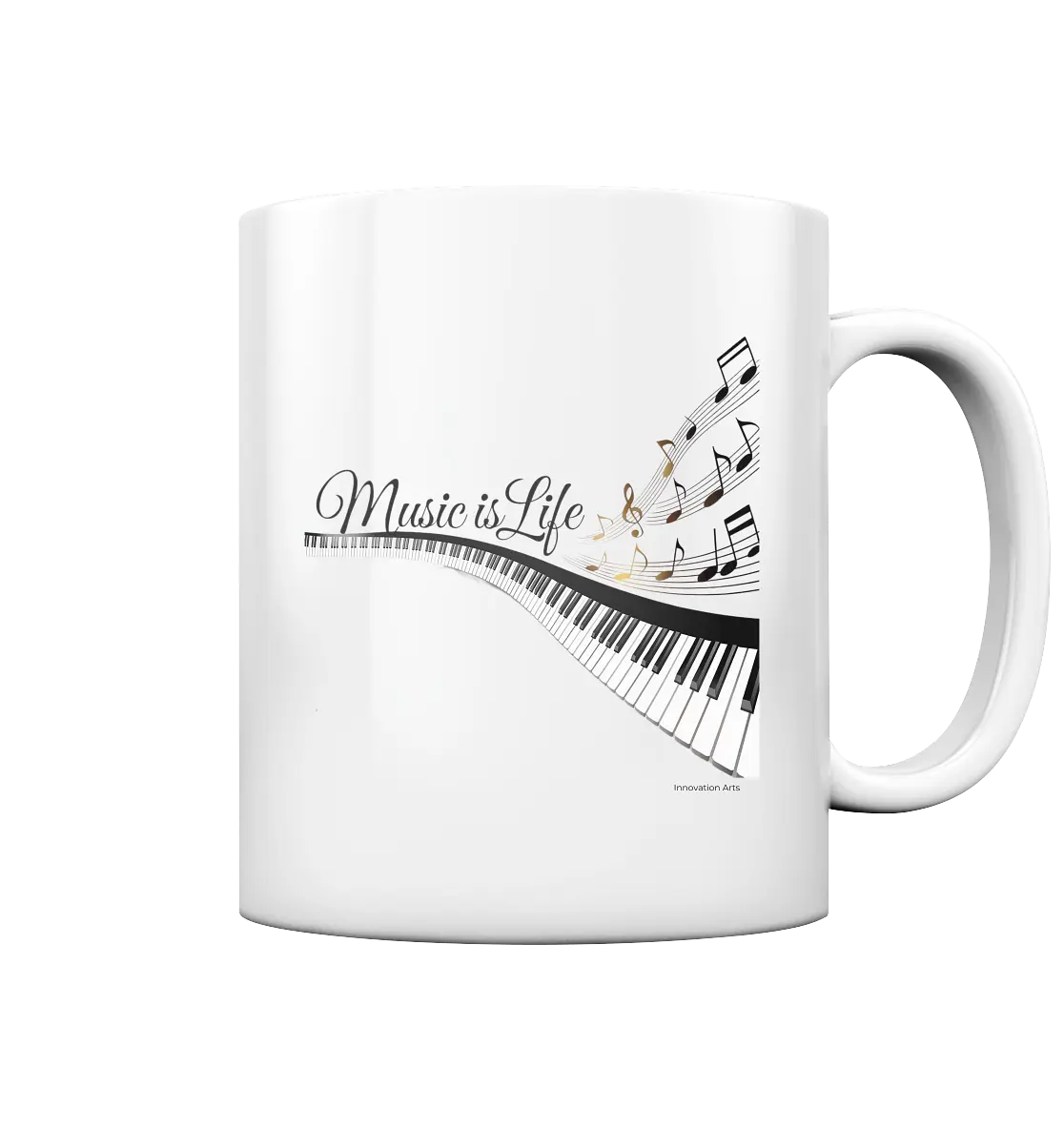 Elegantes Klavier mit Musiknoten in goldbraunen Tönen - Tasse glossy Bright Lights Arts