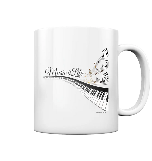 Elegantes Klavier mit Musiknoten in goldbraunen Tönen - Tasse glossy Bright Lights Arts