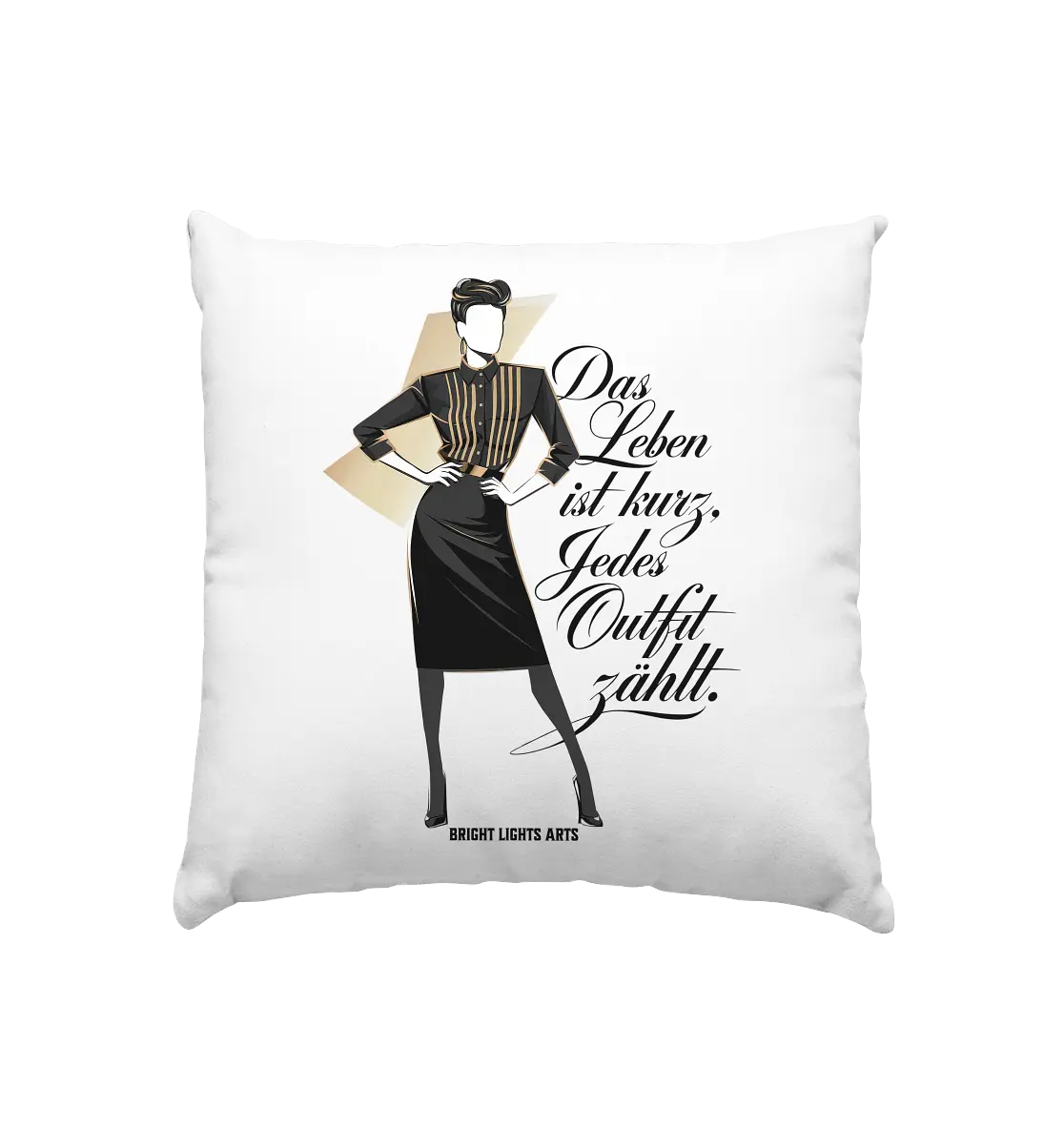 Eleganz in Schwarz und Gold – Starke Silhouette - Kissen 40x40cm Bright Lights Arts