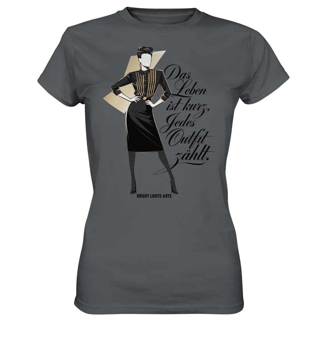 Eleganz in Schwarz und Gold – Starke Silhouette - Ladies Premium Shirt Bright Lights Arts