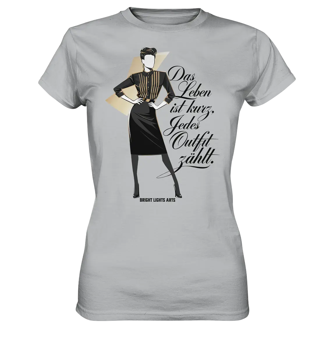 Eleganz in Schwarz und Gold – Starke Silhouette - Ladies Premium Shirt Bright Lights Arts