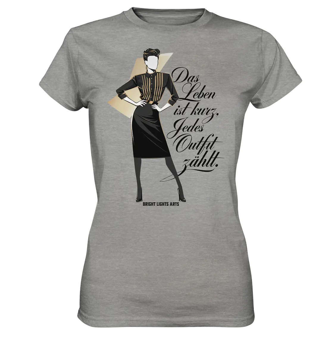 Eleganz in Schwarz und Gold – Starke Silhouette - Ladies Premium Shirt Bright Lights Arts