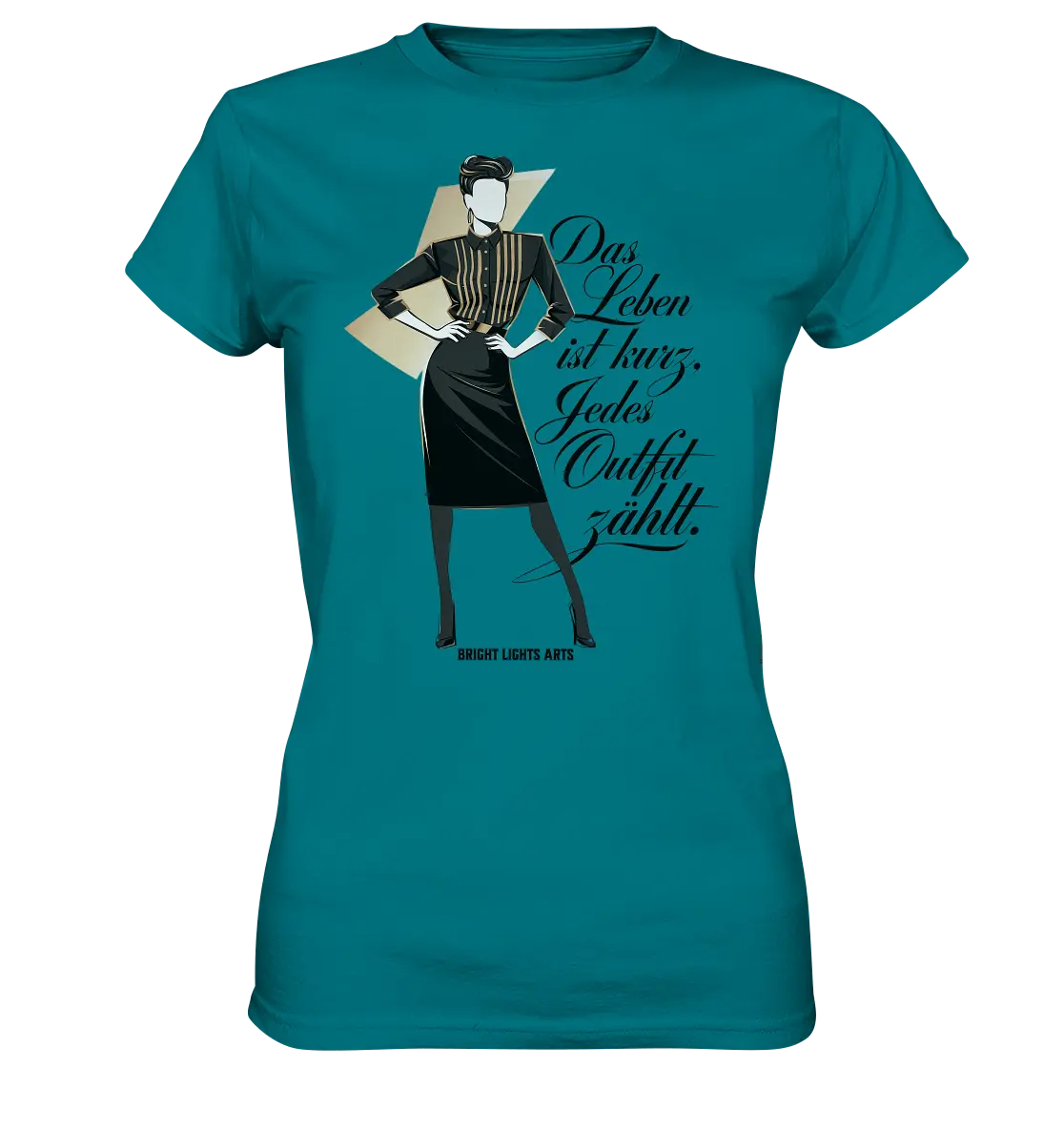 Eleganz in Schwarz und Gold – Starke Silhouette - Ladies Premium Shirt Bright Lights Arts