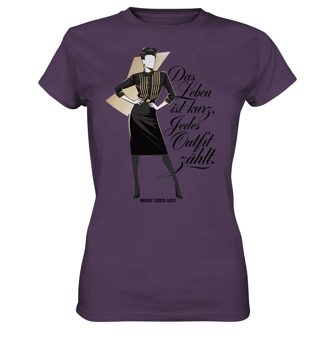 Eleganz in Schwarz und Gold – Starke Silhouette - Ladies Premium Shirt Bright Lights Arts