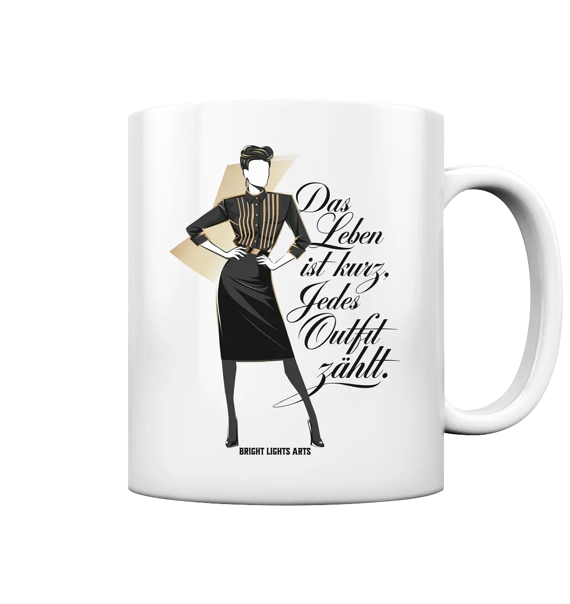 Eleganz in Schwarz und Gold – Starke Silhouette - Tasse glossy Bright Lights Arts