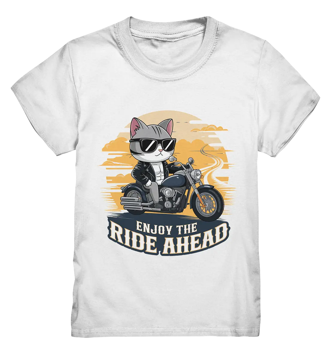 Enjoy the Ride Ahead - Katze auf Motorrad ins Abenteuer - Kids Premium Shirt Bright Lights Arts